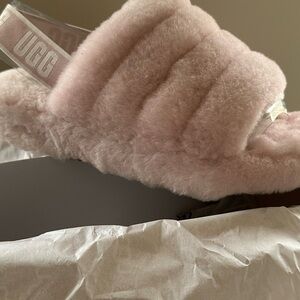 UGG Soft Pink Fluffy Slides